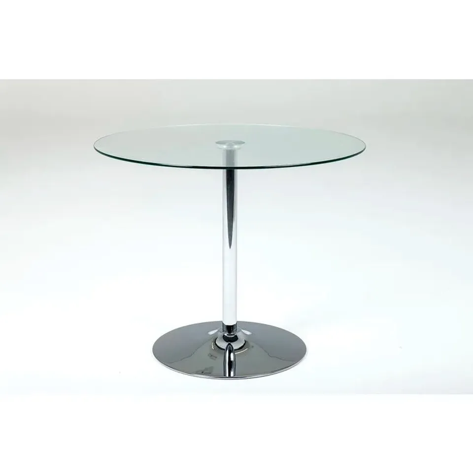BOXED SHERLOCK ROUND GLASS DINING TABLE (3 BOXES)