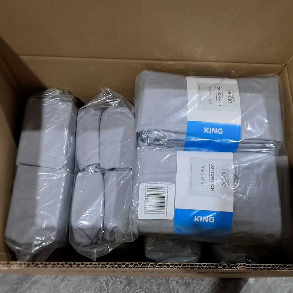 LOT OF 12 BRAND NEW COTTON RICH KING SIZE FITTED SHEETS IN GREY