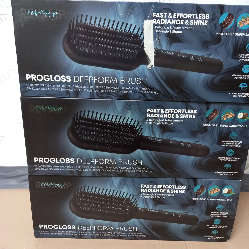 LOT OF 3 REVAMP PROGLOSS DEEPFORM CERAMIC BRUSHES