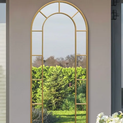 BOXED MIRROROUTLET THE ARCUS GOLD FRAMED ARCHED LEANER GARDEN WALL MIRROR 190 x 85cm (1 BOX)