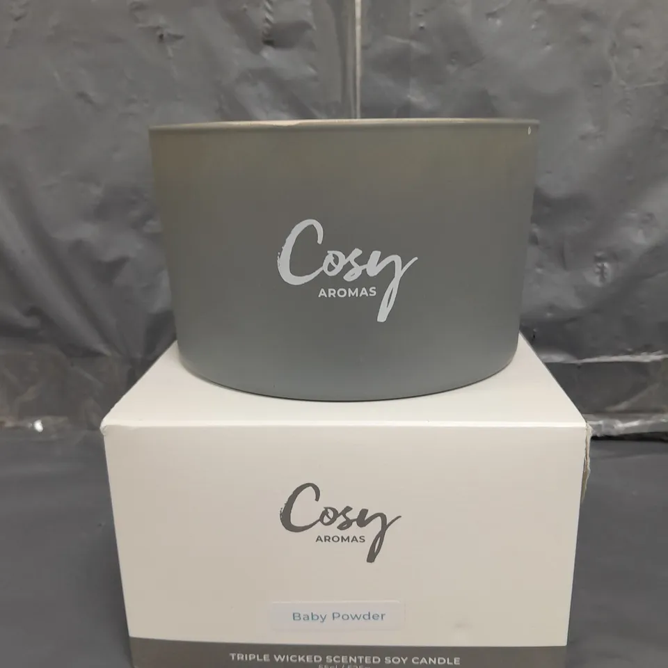 BOXED COSY AROMAS BABY POWDER SCENTED CANDLE 