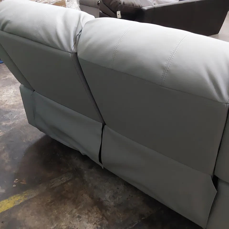 DESIGNER MANUAL RECLINING TWO SEATER SOFA GREY LEATHER 