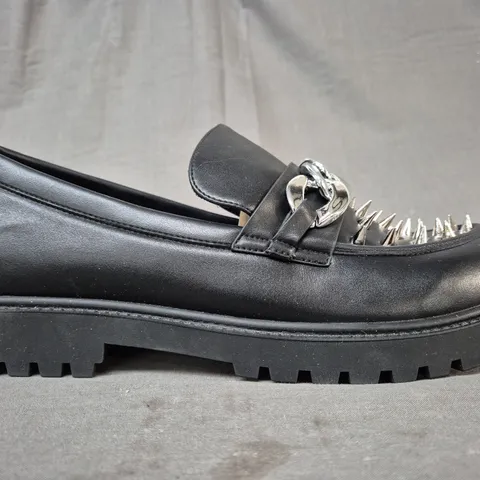 BOXED PAIR OF KOI THE GRAVE WARDEN MEN'S SPIKED LOAFERS IN BLACK UK SIZE 12