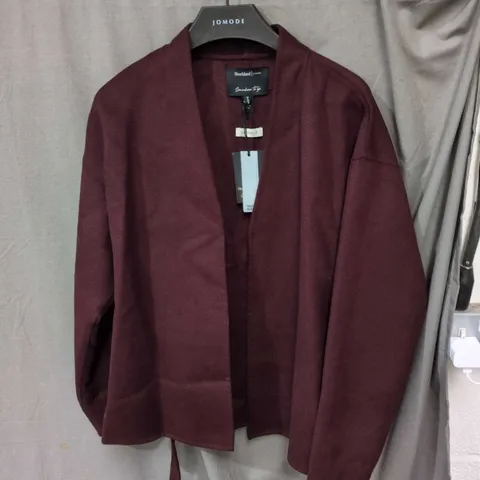 RIVER ISLAND STUDIOS BURGUNDY WRAP JACKET – UK SIZE S (WOMEN)