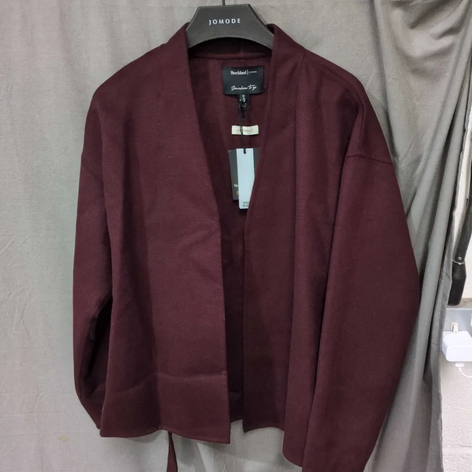 RIVER ISLAND STUDIOS BURGUNDY WRAP JACKET – UK SIZE S (WOMEN)
