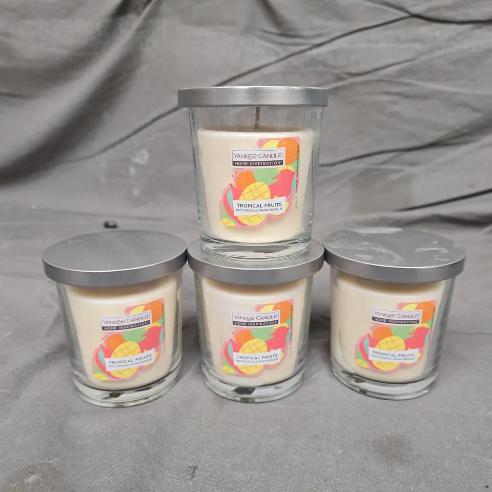 4 YANKEE CANDLE TROPICAL FRUITS SCENTED CANDLES (200G)