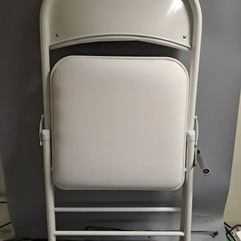 WHITE METAL FOLDING CHAIR WITH PADDED SEAT