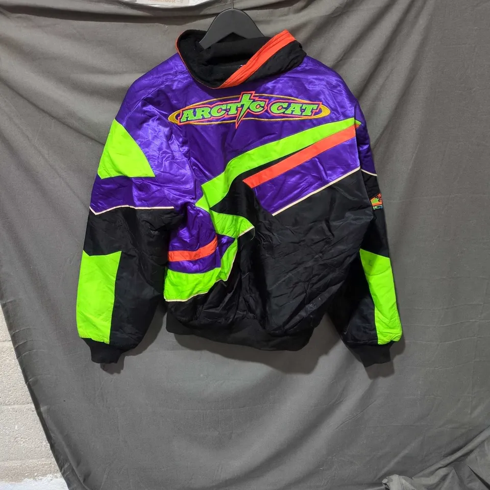 ARCTIC CAT ARCTICWEAR SNOWMOBILE JACKET – PURPLE & NEON GREEN, ZIP-OUT LINER, SIZE M