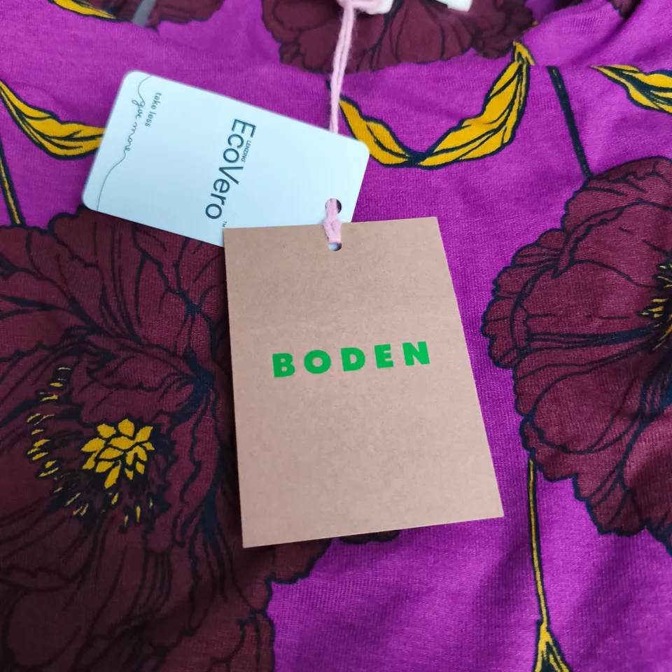BODEN WOMEN'S PURPLE FLORAL PRINT DRESS, UK 8P (US 4P)