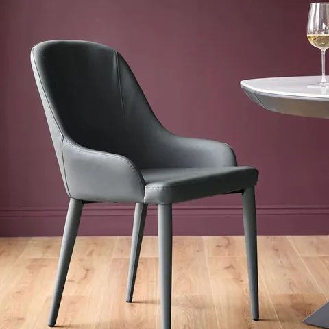BOXED DANETTI KYRO LIGHT GREY FAUX LEATHER DINING CHAIR 