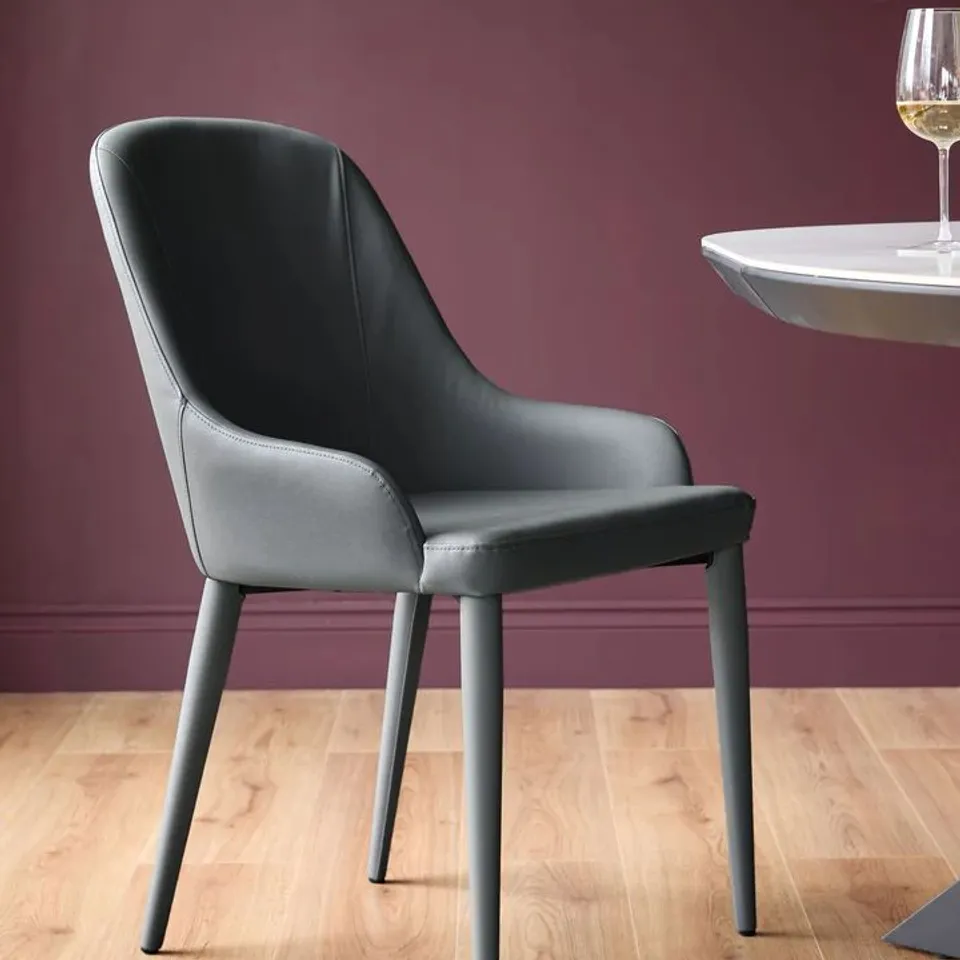 BOXED DANETTI KYRO LIGHT GREY FAUX LEATHER DINING CHAIR