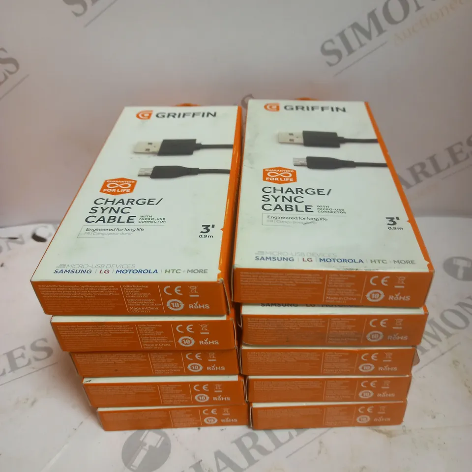APPROXIMATELY 10 BOXED GRIFFIN USB TO MICRO USB CHARGE/SYNC CABLES - 0.9M 