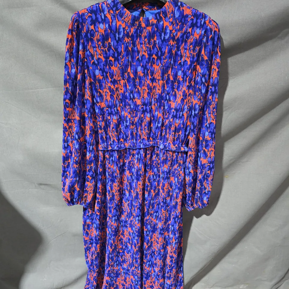 OLIVER BONAS WOMEN'S DRESS – BLUE & ORANGE ABSTRACT PRINT – UK 12