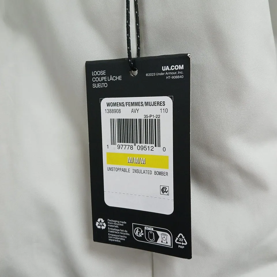 UNDER ARMOUR WOMEN'S UNSTOPPABLE INSULATED BOMBER JACKET – STONE, SIZE M