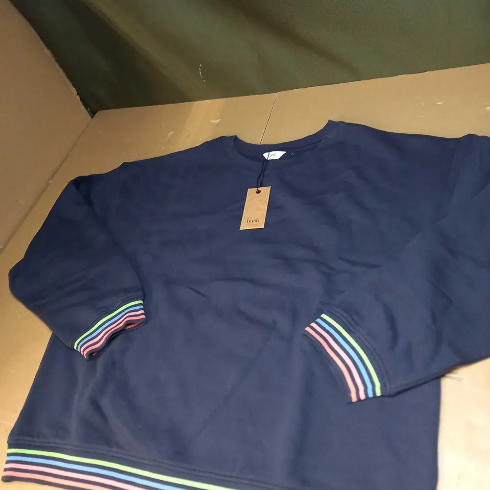 HUSH FERIA STRIPED RELAXED SWEATSHIRT SIZE L