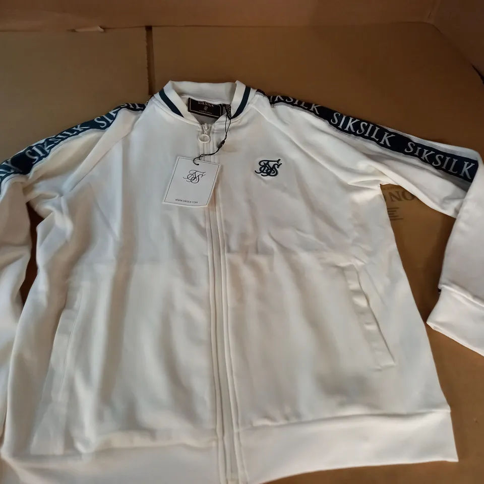SIK SILK LUXE CLUB TAPE BOMBER IN ECRU - S UK 12
