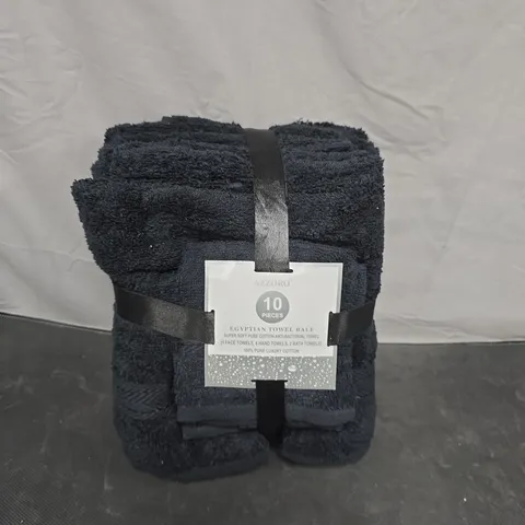 AZZORO EGYPTIAN TOWEL BALE – 10 PIECES BLACK BATH TOWELS, 100% COTTON