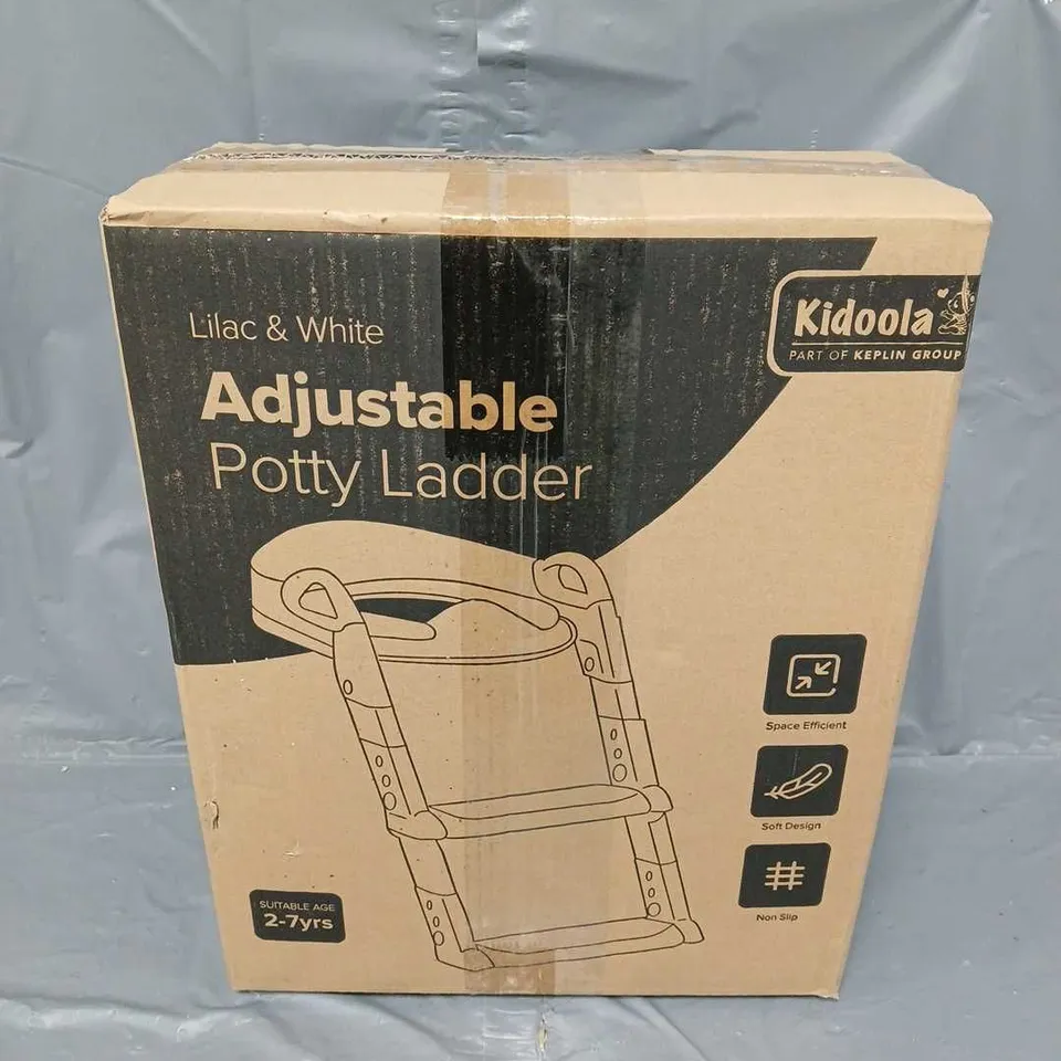 BOXED KIDOOLA ADJUSTABLE POTTY LADDER IN LILAC & WHITE