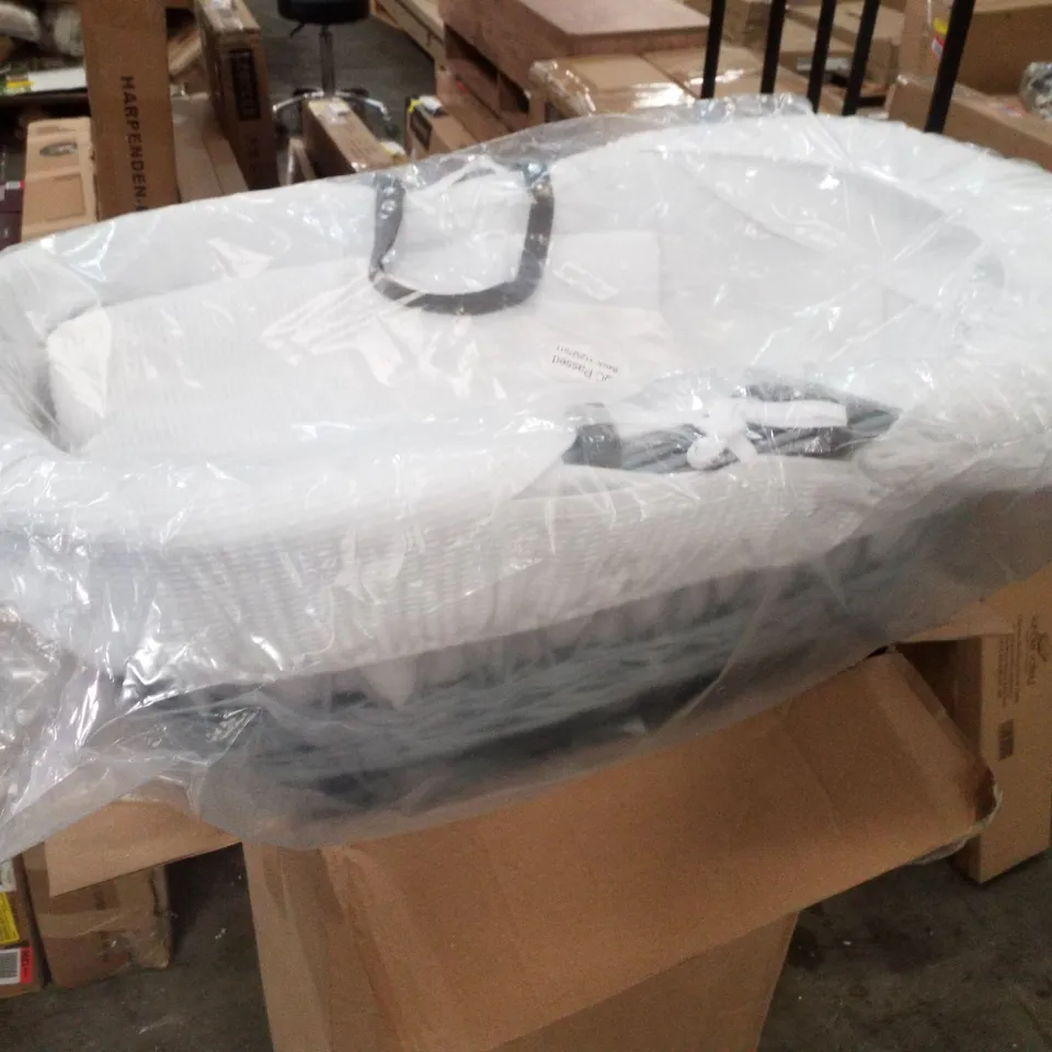 BOXED MOSES BASKET WITH STAND, BEDDING AND MATRESS 