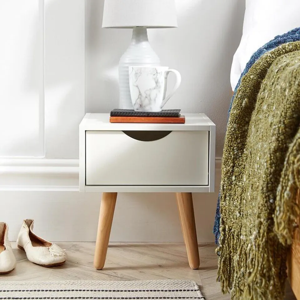 KENNEDY 1 DRAWER BEDSIDE TABLE COLOUR WHITE 