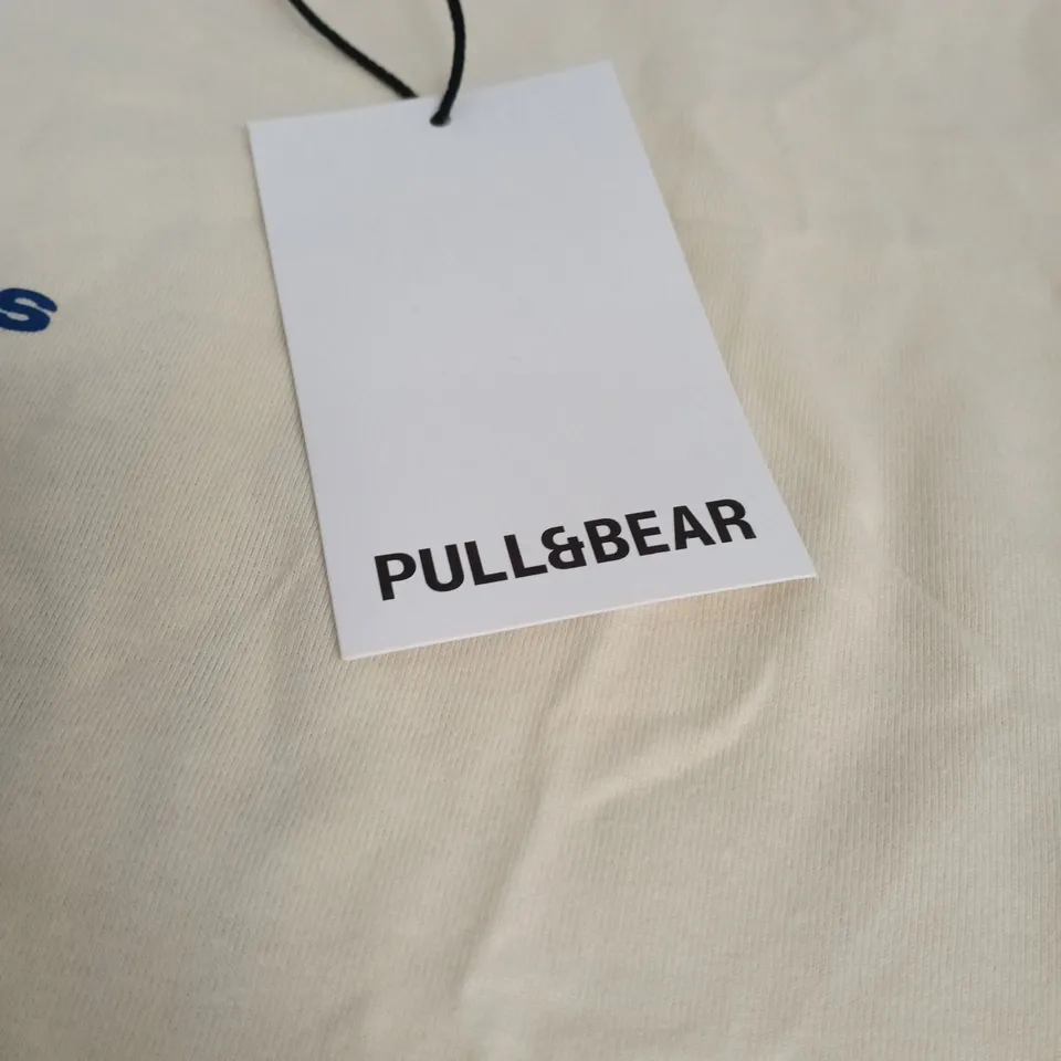 PULL&BEAR CREAM T‑SHIRT WITH SARDINES PRINT – UK M
