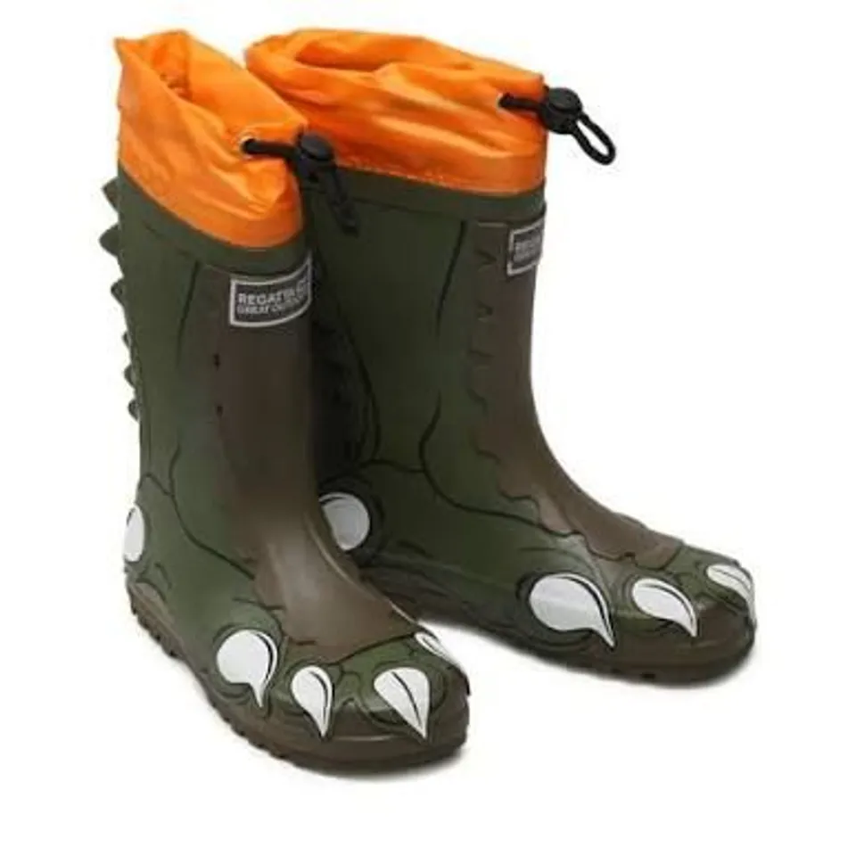 LOT OF 6 BRAND NEW PAIRS OF REGATTA MUDPLAY JUNIOUR WELLIES IN DARK KHAKI - VARIOUS SIZES