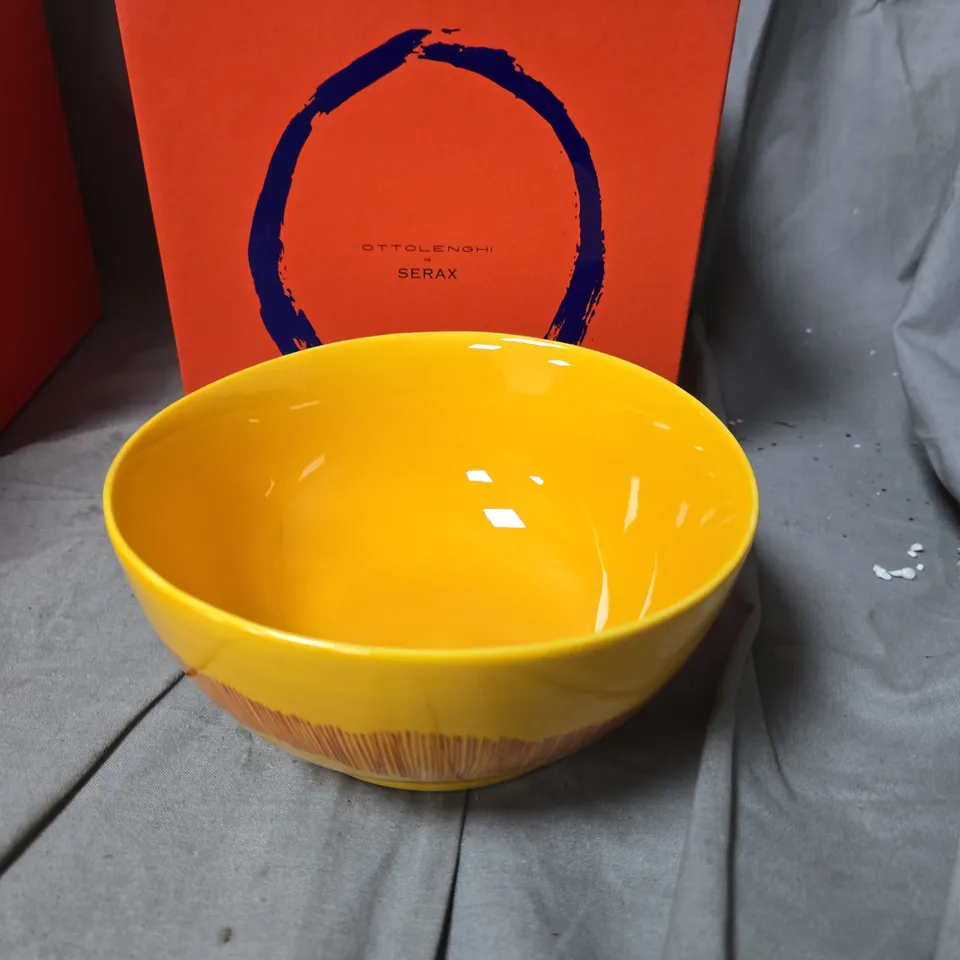 OTTOLENGHI FOR SERAX SUNNY YELLOW SWIRL-STRIPE RED CERAMIC BOWL – BOXED-SET OF 3