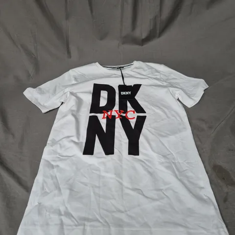 DKNY LOGO PRINTED TEE IN WHITE SIZE 16YRS