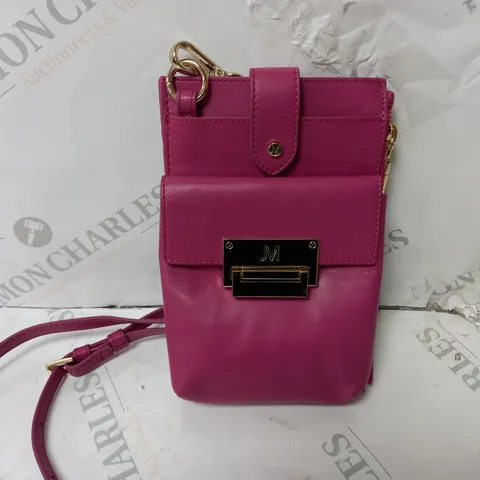 JM FASHION BY JULIEN MACDONALD THE ESSENTIALS LEATHER PHONE POUCH IN PINK