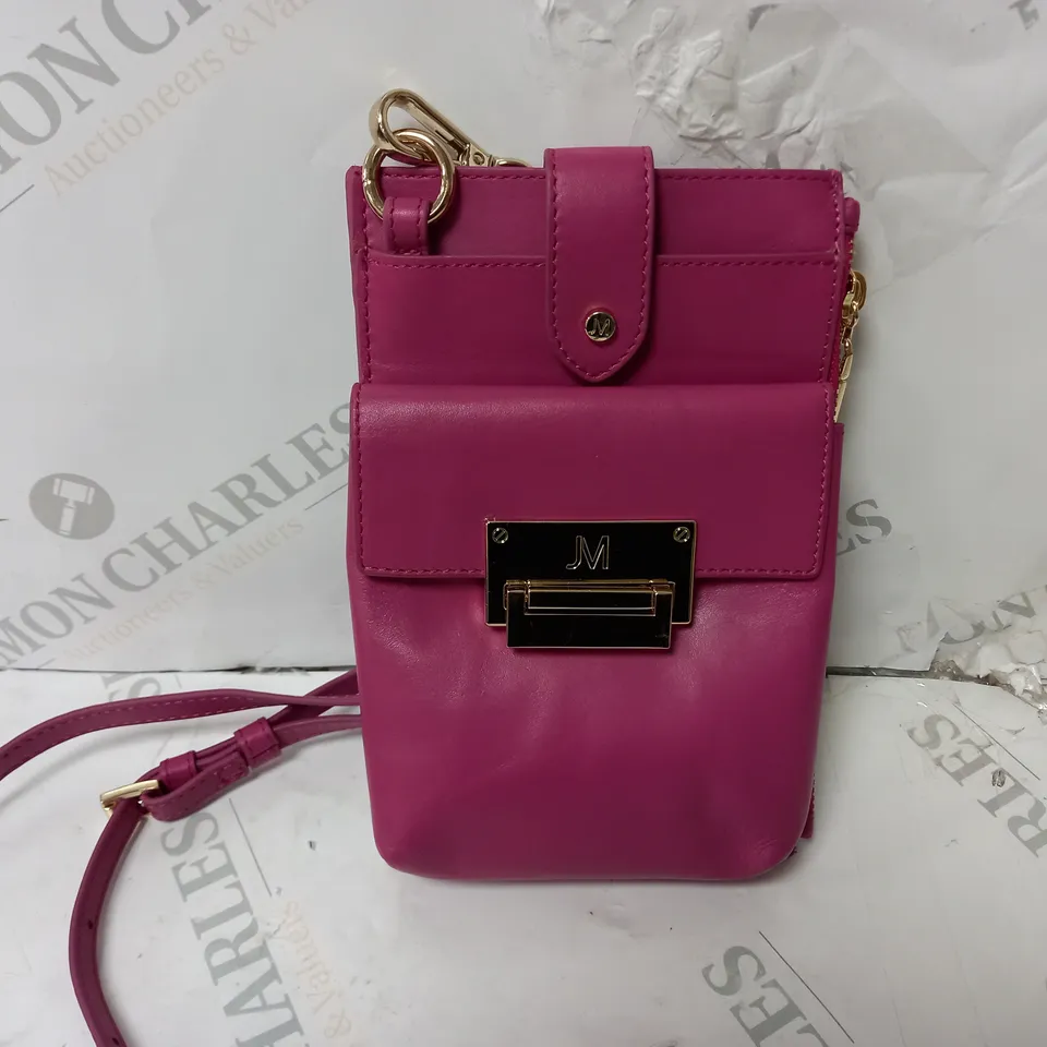 JM FASHION BY JULIEN MACDONALD THE ESSENTIALS LEATHER PHONE POUCH IN PINK