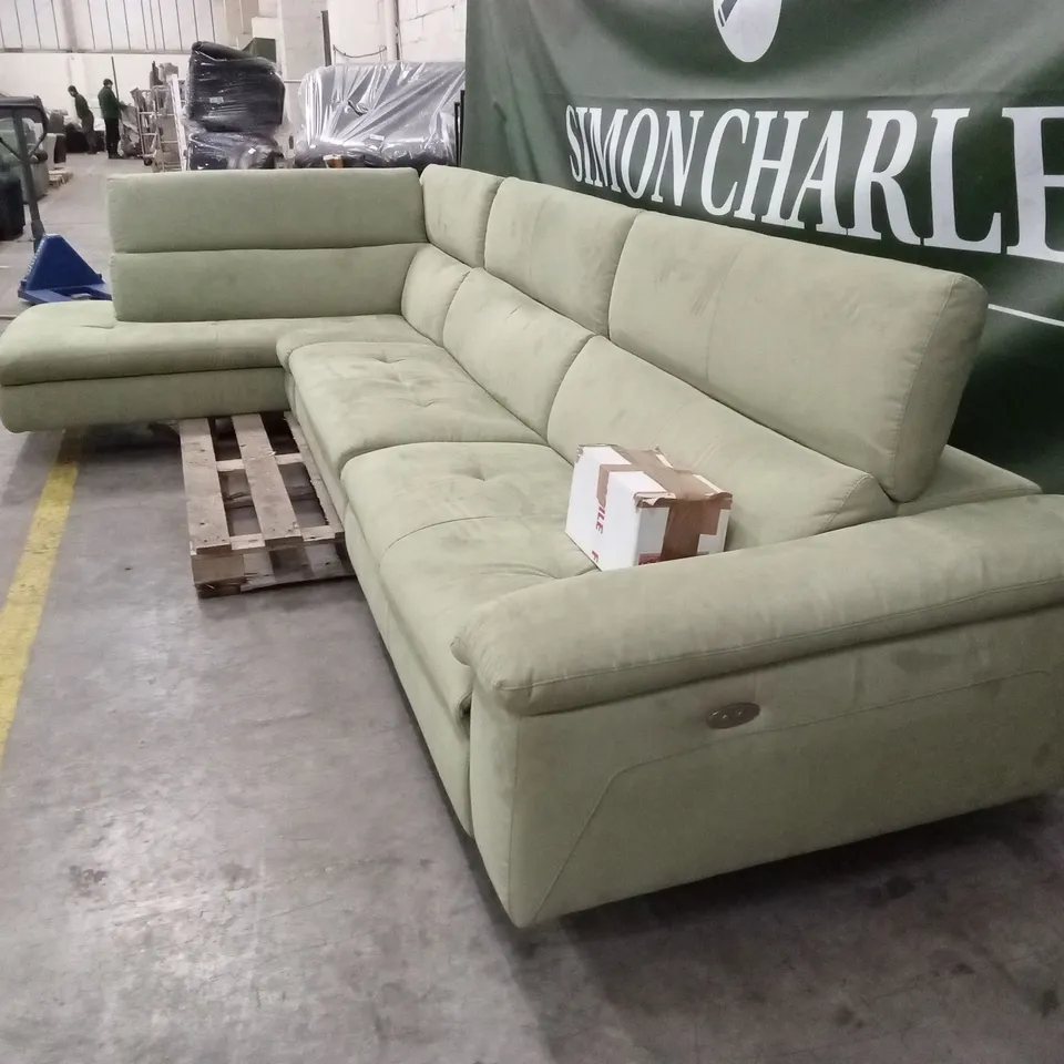 QUALITY DESIGNER ITALIAN MADE MARTINE LARGE FABRIC ELECTRIC RECLINING CORNER SOFA