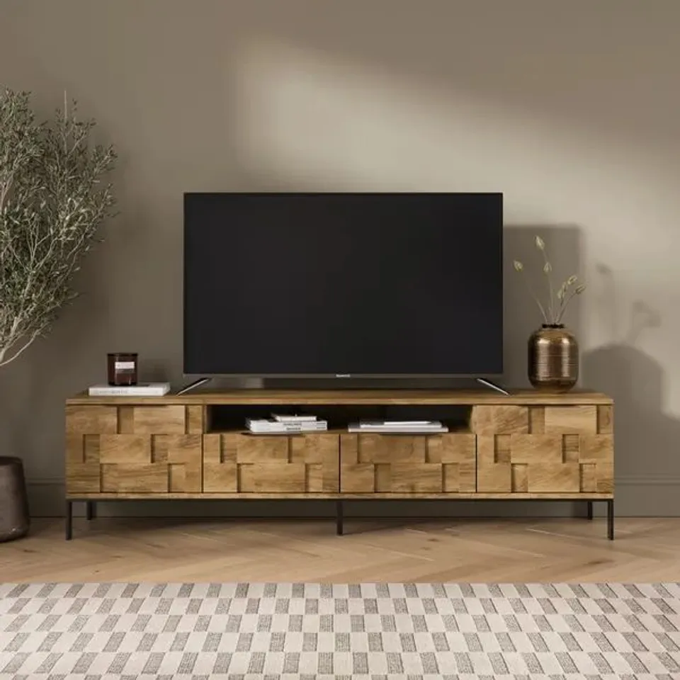 BOXED WATSON EXTRA WIDE TV UNIT LIGHT MANGO EFFECT 