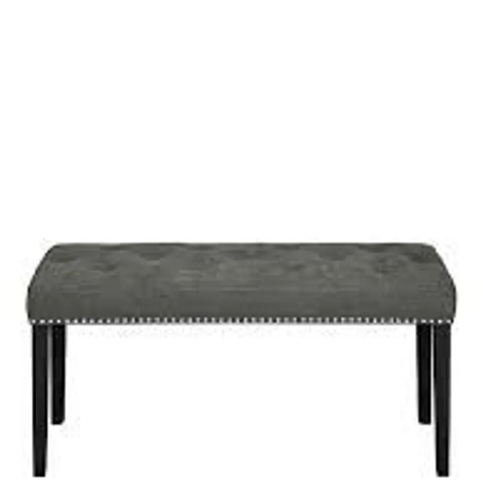 WARWICK VELVET BENCH CHARCOAL/BLACK - COLLECTION ONLY 