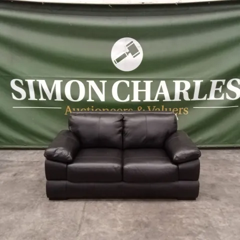 MARLOW 2 SEATER LEATHER SOFA - BLACK