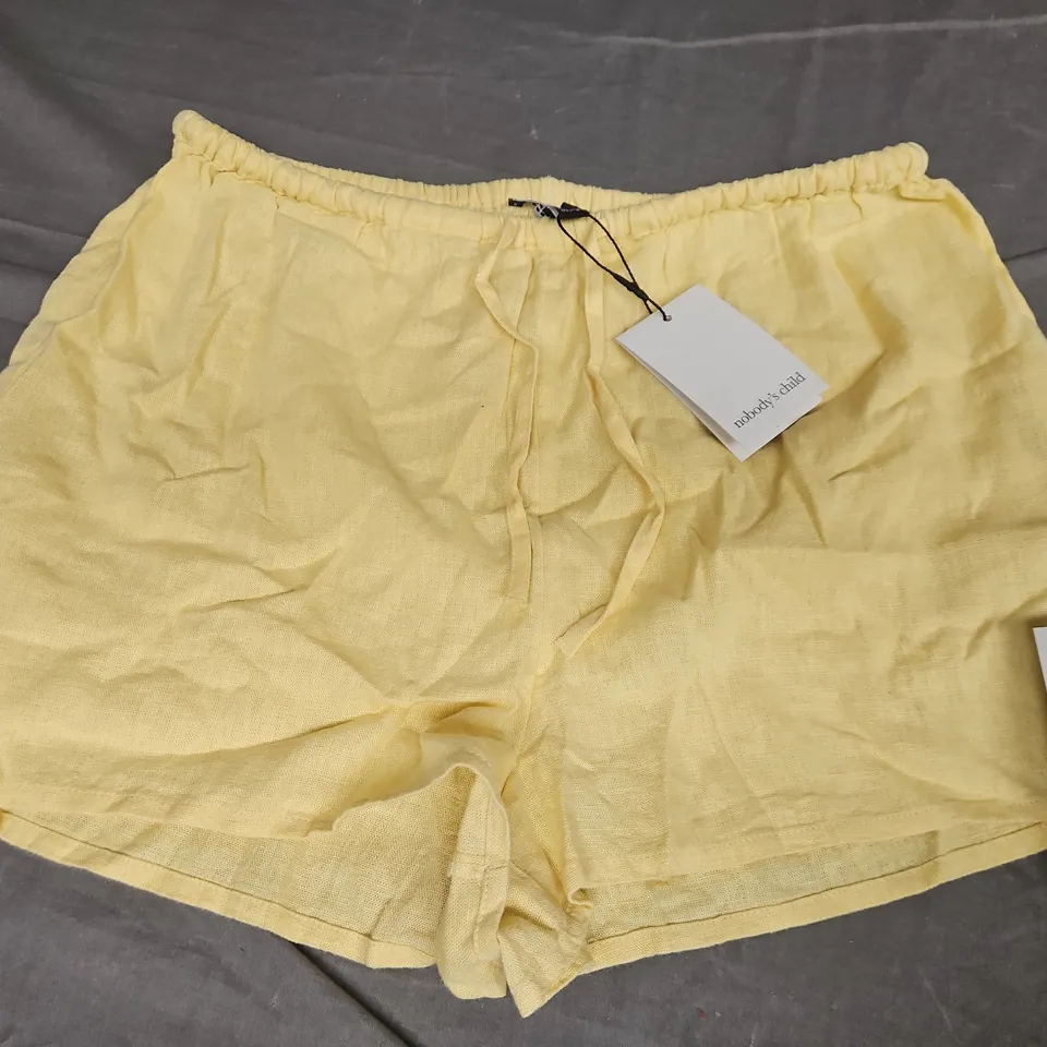 NOBODY'S CHILD LINEN SHANNON SHORTS, YELLOW - UK SIZE 8