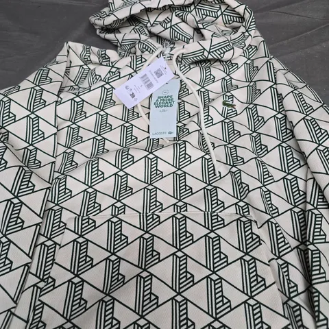LACOSTE HOODIE IN WHITE SIZE US L
