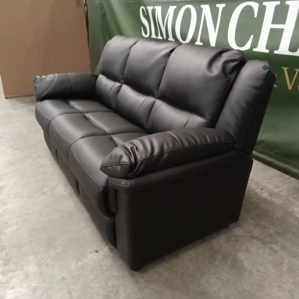 ALBION LUXURY FAUX LEATHER HIGH BACK 3 SEATER SOFA - BLACK RRP £599