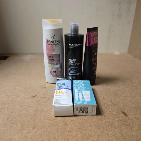 TOTE OF APPROXIMATELY 20 ASSORTED COSMETIC ITEMS TO INCLUDE PANTENE, MANCAVE, NON STOP BLACK, THIS WORKS, NEUTROGENA ETC