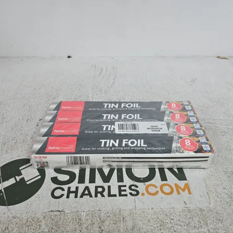 4 X HOME&MORE TIN FOIL 8 METRES 290MM APPROX WIDTH