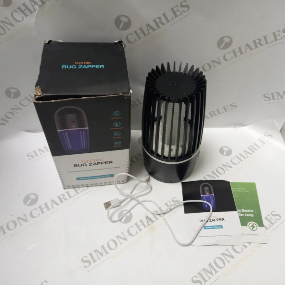BOXED ELECTRIC BUG ZAPPER WITH BUILT-IN 4000MAH BATTERY, USB CHARGING CABLE AND MANUAL