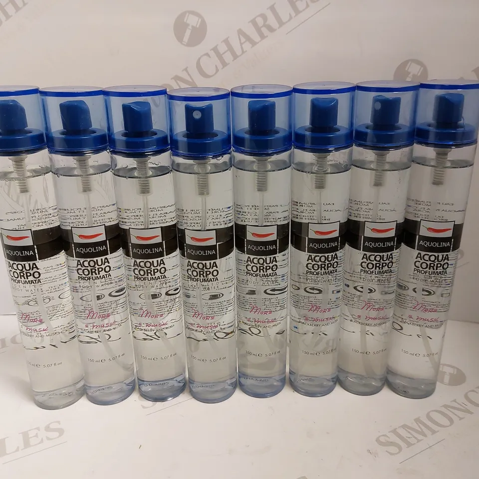 BOX OF 8 AQUOLINA ACQUA BLACKBERRY & MUSK SCENTED BODY WATER - 150ML	