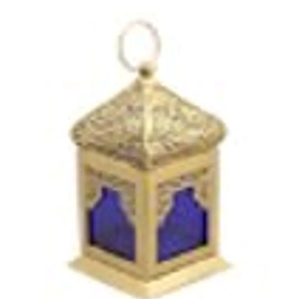 APPROXIMATELY 18 DOORBUSTER - HANDMADE MOROCCAN STYLE LED LANTERN WITH GOLDEN FINISH (3XAAA BATTERY REQUIRED) - BLUE