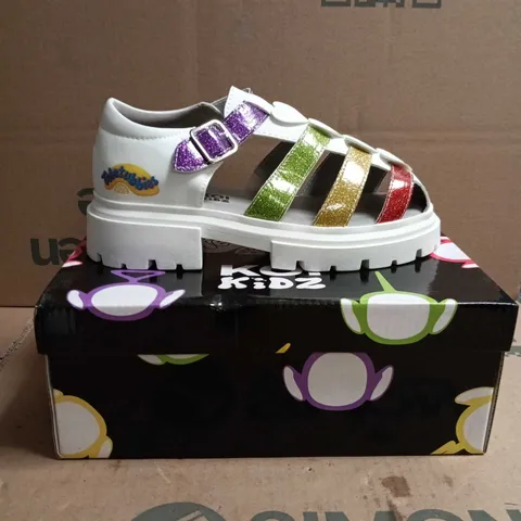 KOI KIDZ TELETUBBIES GLITTER TRUMPETS SANDALS WHITE MULTI SIZE 2