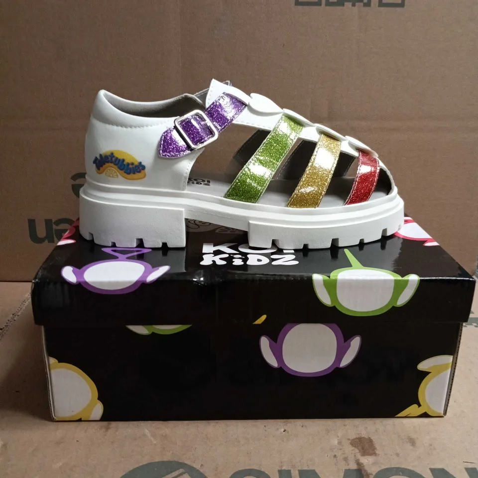 KOI KIDZ TELETUBBIES GLITTER TRUMPETS SANDALS WHITE MULTI SIZE 2