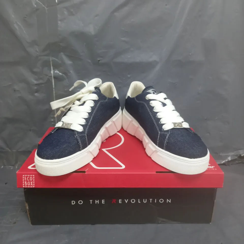RIEKER CHUNKY PLATFORM TRAINERS DENIM BLUE SIZE 4 