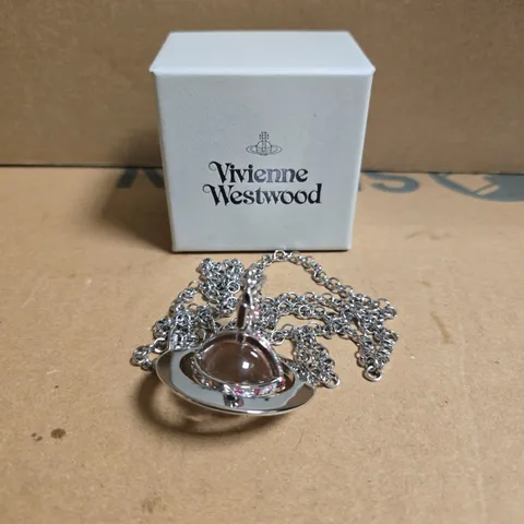 BOXED VIVIENNE WESTWOOD SMALL ORB NECKLACE PENDANT PINK X SILVER