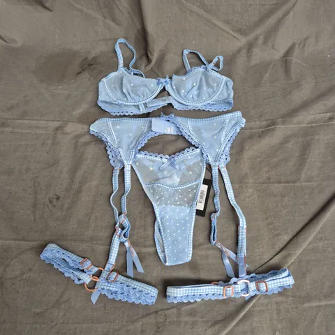 LOUNGE CARINA LINGERIE SET IN BLUE SIZE 32C/S