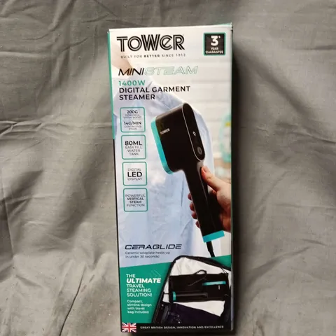 TOWER MINISTEAM 1400W DIGITAL GARMENT STEAMER BOXED. SEALED