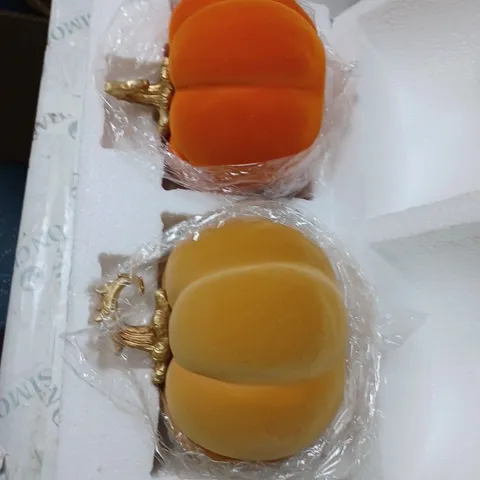 HOME REFLECTIONS SET OF 2 AUTUMN VELVET PUMPKINS