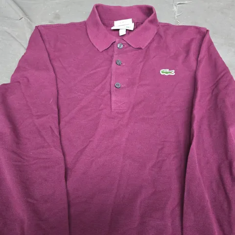 LACOSTE POLO SHIRT – BURGUNDY WITH CROCODILE LOGO SIZE M